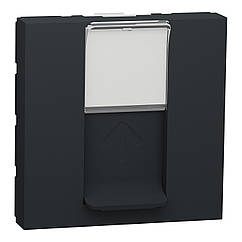 Розетка комп'ютерна RJ45, кат. 6 UTP 2 модулі Unica New антрацит NU341554