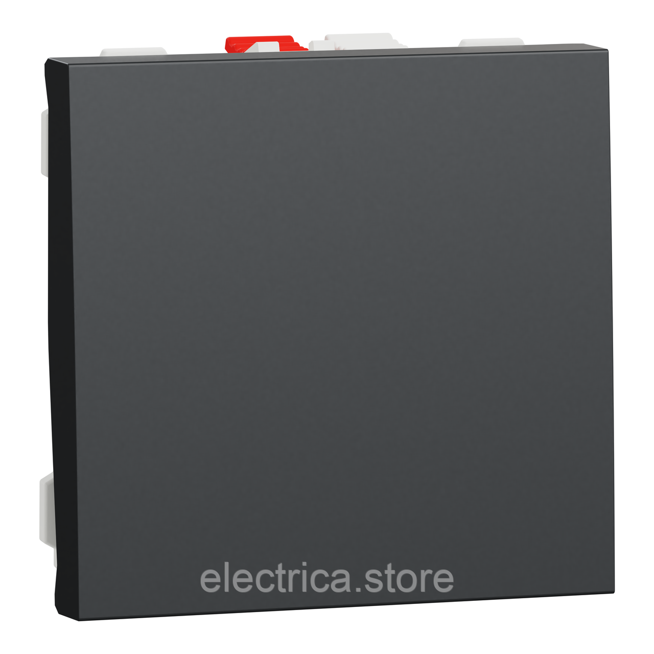 Вимикач 1-клавішний прохідний 2 модулі Unica New антрацит NU320354, фото 1