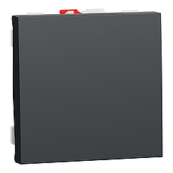 Вимикач 1-клавішний прохідний 2 модулі Unica New антрацит NU320354