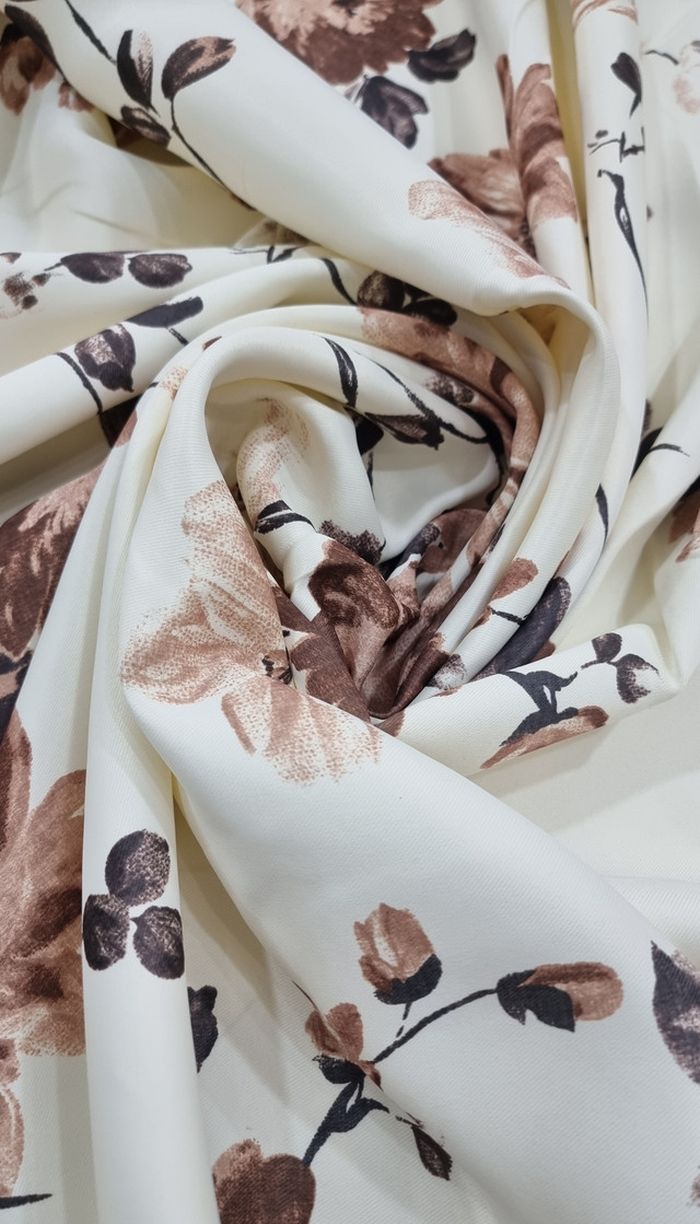 Комплект штор "Монті Коричневі квіти", Бавовна штучна (Дімаут) Комплект штор "Монті Коричневі квіти", Бавовна штучна (Дімаут)