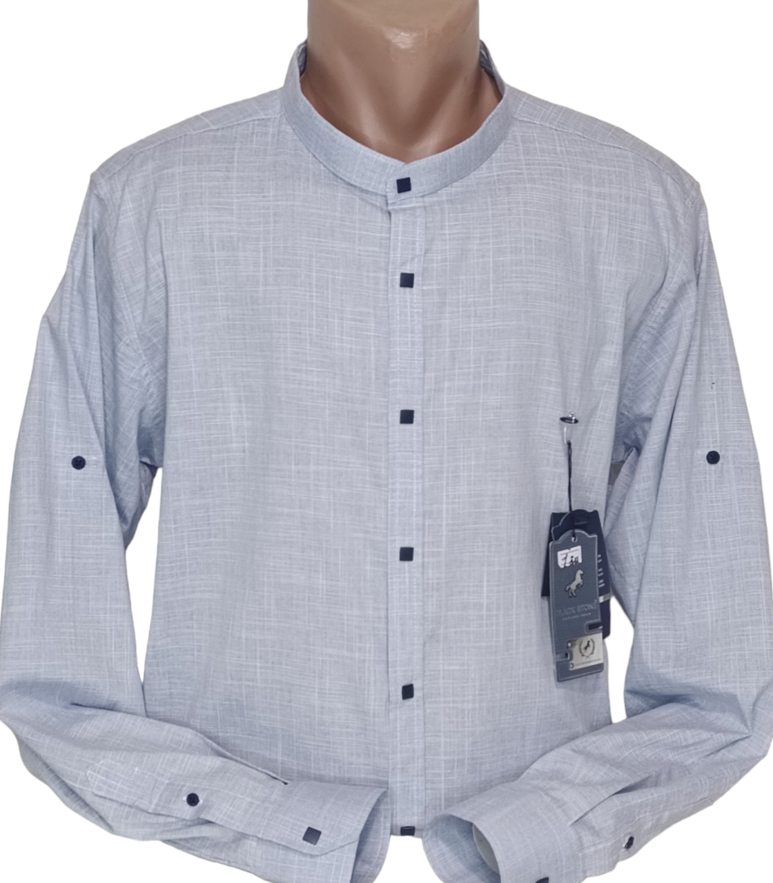 Стильна чоловіча сорочка льон Blackstone vd-0001 сіра приталена однотонна Туреччина, ошатна, натуральна 4XL