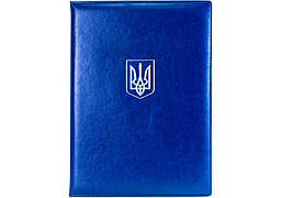 Папка до підпису А4 тиснення "ГЕРБ (тризуб)", Nebraska, синій (срібло) O36047-02