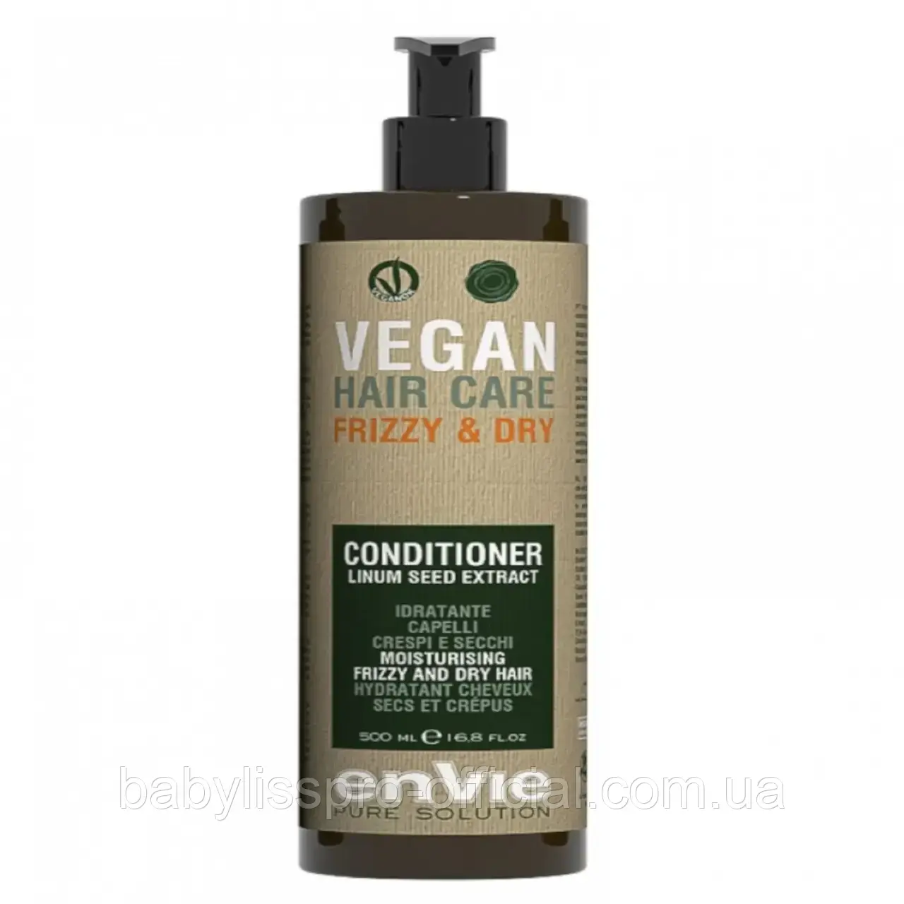 Зволожуючий кондиціонер Envie Vegan Frizzy and Dry Conditioner Linum Seed Extract 500 мл