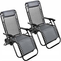 Набір 2 шт. шезлонги ZANO ZERO GRAVITY GREY до 120 кг!