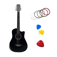 Акустична гітара Avzhezh AG-101BKS 38'' + кольорові струни + медіатори з тримачем