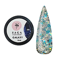 SAGA Galaxy glitter №06 прозорий із голографічними золотими блискітками, 8мл