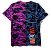 Футболка Bape A Bathing Ape Shark Blue & Purple Half Camo WGM T-Shirt - FA1112A1, фото 3