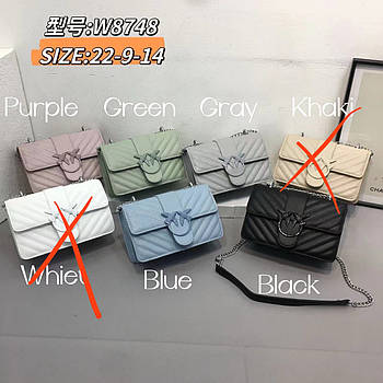 Сумочка жіноча стьобана 22*14 см з клапаном та ланцюжком у різних кольорах VV.