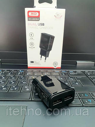 Мережевий адаптер XO L92C 2USB 2.4A EU (Чорний), фото 1