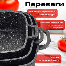 Набір посуду каструлі з мармуровим покриттям Top Kitchen TК00025 для індукції для кухні каструлі з товстим дном для кухні, фото 4