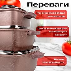 Набір посуду зі сковородою з гранітним покриттям Top Kitchen TK000103 7 предметів для індукційної плити, фото 4