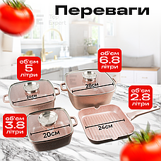 Набір посуду зі сковородою з гранітним покриттям Top Kitchen TK000103 7 предметів для індукційної плити, фото 6