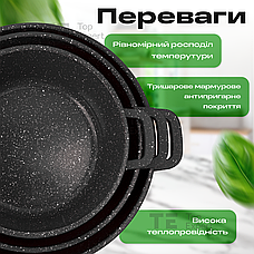 Набір посуду кастрюлі з мармуровим покриттям Top Kitchen TK00076 для індукції для кухні каструлі з товстим дном для кухні, фото 5