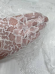 Мереживо шантільї "Джозетта" нееластичне біле з квітами 42 см. ( купон 3 м.)