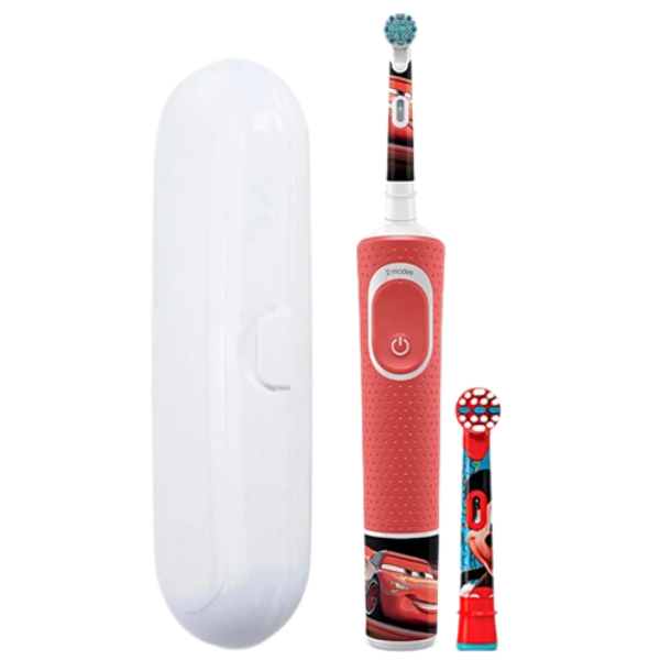 Електрична зубна щітка Oral-B Vitality Kids D100.413.2K Extra Soft Cars (Тачки) Red Для дітей (2 нас.) (Футляр)