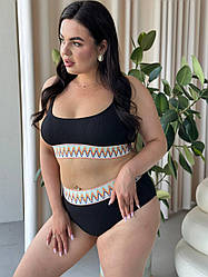 Жіночий роздільний чорний купальник з топом великих розмірів