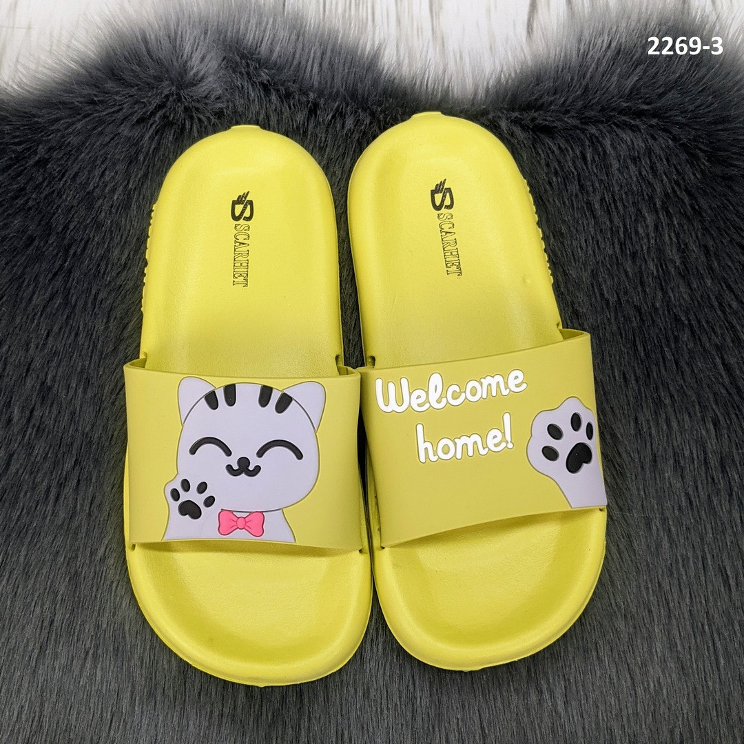 Шльопанці жіночі сланці з котиками силіконові на пінці оливкові 2269_3