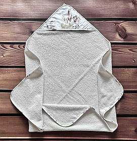 Дитячий махровий рушник з капюшоном для купання новонароджених 80*80 см BST Бежевий