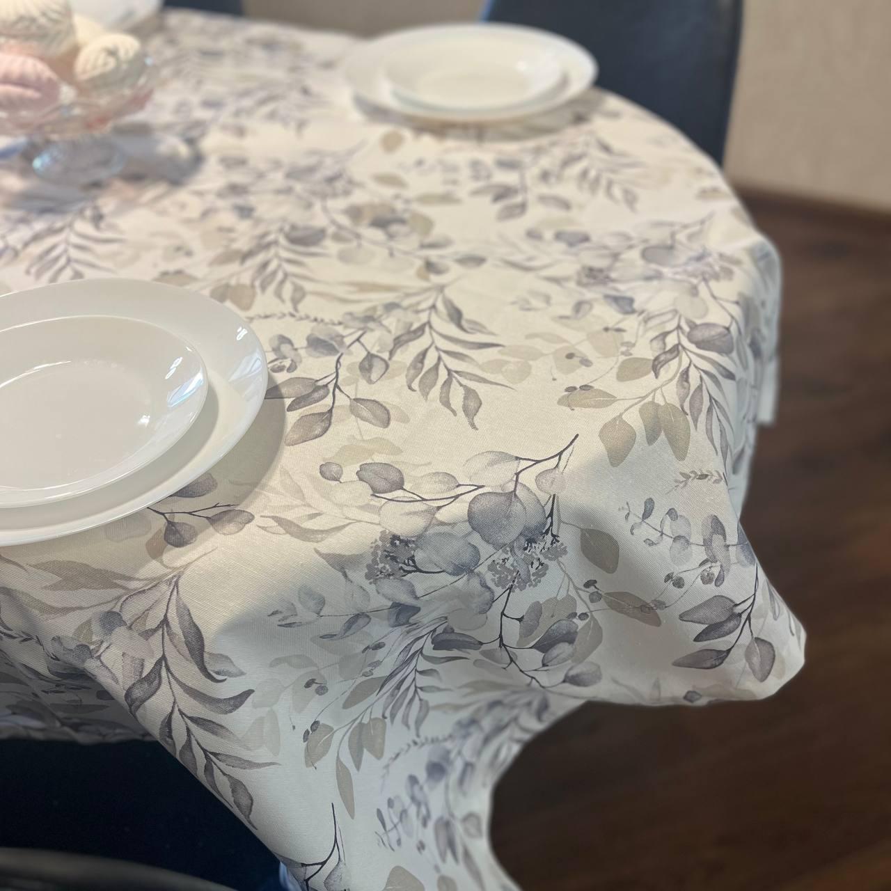 Скатертина водовідштовхувальна 120х170см Евкаліпт Сірий