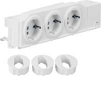 Розетка 3-кратна з з/к із розворотом на 90 град, VOLTA VZ00AS монтаж на DIN-рейку або плиту Hager, (rozetka)