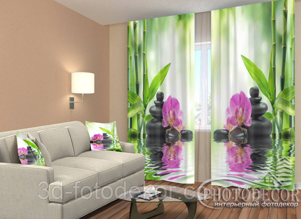 Фото Штори "Орхідеї на сонці" 2,5м*2,9м (2 полотна по 1,45м), тасьма
