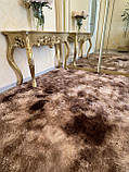 Хутряний ворсистий м'який килимок "Трівка" 200х90 см коричневий, фото 2