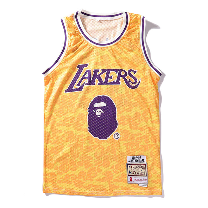 Майка Bape x Lakers A Bathing Ape Yellow Oversize Sleeveless T-shirt - FA1119A1