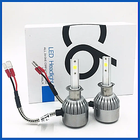 Світлодіодні LED лампи для авто Н3 12V-24V C6 6000K CHIP COB активне охолодження