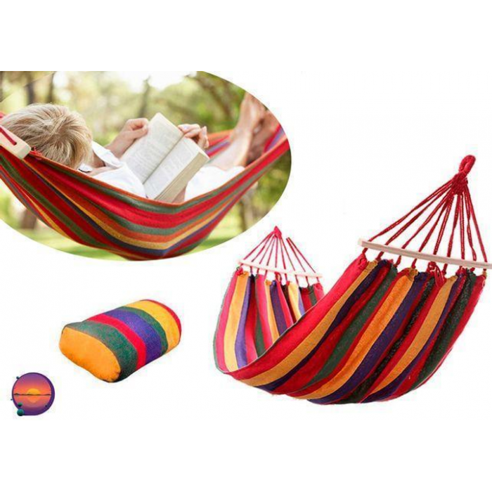 Мексиканський підвісний гамак із планками 2 х 1 м Планка 80 см Різнобарвний, фото 1