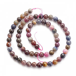 Бусини Натуральний Червоний Корунд/Рубин і Сапфір, на нитках, Круглі, Нефарбовані, Розмір: 6 мм, 1 нить