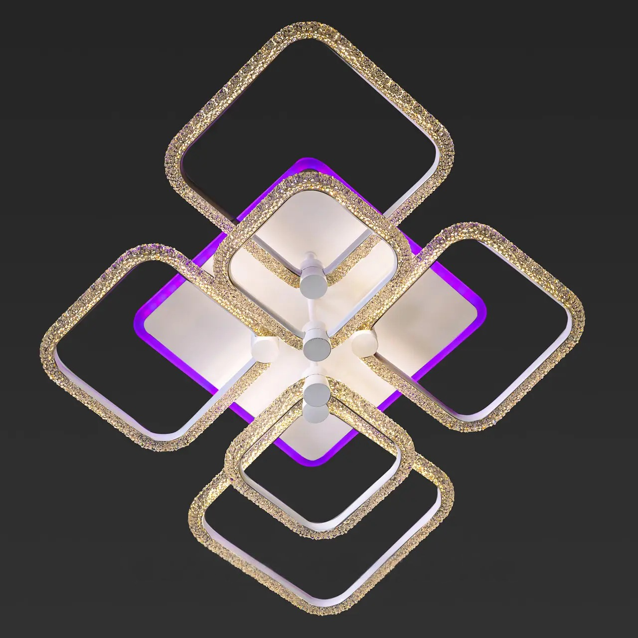 Світлодіодна стельова люстра білі квадрати з пультом керування 182W DIMMER 3000-6000 K 730*630*150