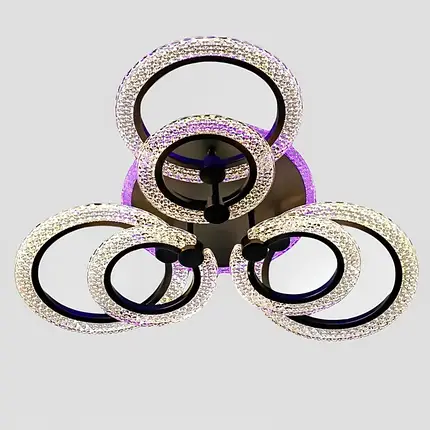 Стельова LED люстра на 6 кілець 108W+20W з підсвіткою і пультом 3000 К-6000К, фото 3