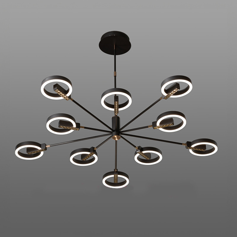 Сучасна стельова світлодіодна люстра 10 кругів з пультом керування 90W DIMMER 3000-6000 D1250*H690 2.4G