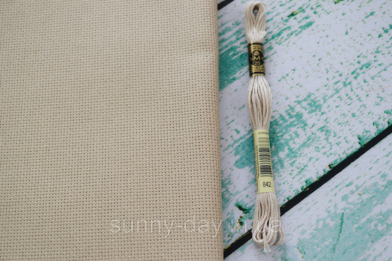 Канва для вишивання Aida 14 бежево-коричнева 50*50см, фото 1