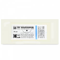 Поліамід 3/0 ріжуча голка, нитка 75 см