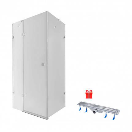 Набір Qtap душова кабіна Capricorn CRM1018RC6 Clear 100х80х202 см + піддон Tern 301812C із сифоном, фото 1