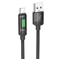 Дата кабель Hoco U126 Lantern 2.4A USB to Lightning (1.2m) Black