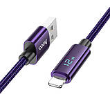 Дата кабель Hoco U125 Benefit 2.4A USB to Lightning with display (1.2m) Purple, фото 2