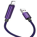 Дата кабель Hoco U125 Benefit 2.4A USB to Lightning with display (1.2m) Purple, фото 3