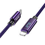 Такта кабель Hoco U125 Benefit 27W Type-C to Lightning with display (1.2m) Purple, фото 2