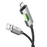 Дата кабель Hoco U123 Regent colorful 2.4A USB to Lightning (1.2m) Black, фото 3