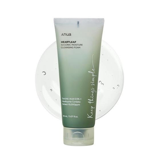 Гель-пінка для вмивання з янтарною кислотою Anua Heartleaf Succinic Moisture Cleansing Foam 150 мл