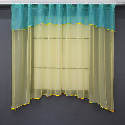 Гардина, (280х170см.) арка на кухню. Колір жовтий з лазурним. Код 036к 52-0901