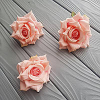 Троянди з тканини рожева гостролиста (головка без листя) — 9 см