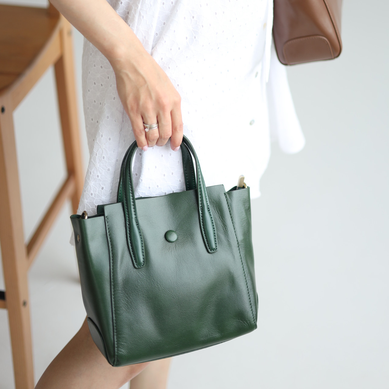 Зелена сумка з ручками натуральна шкіра Арт.11701 green VIVAVERBA Україна — (54), фото 1