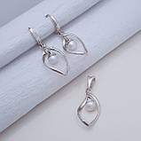 Срібні сережки та кулон з перлами Кампала, фото 3