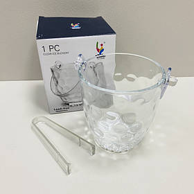 Відерце для льоду скляне 800 мл зі щипцями Helios BT003