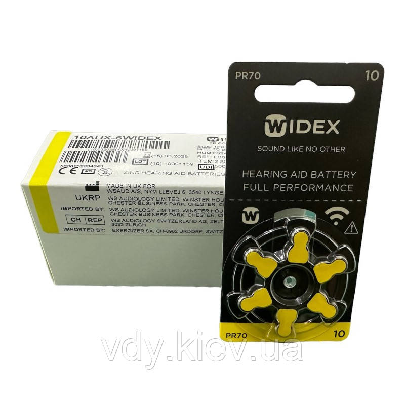 Батарейки для слухових апаратів Widex 10, 60 шт.