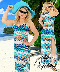 Подовжена пляжна накидка-сукня із сітки макраме із розрізами по боках, батал великі розміри