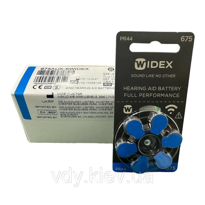 Батарейки для слухових апаратів Widex 675, 60 шт.